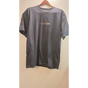 TOMMY HILFIGER Regular Fit Men XXL Logo Navy Blue Short Sleeve‎ 90's Y2K T Shirt
